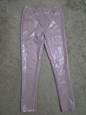 Girls' Pink Faux Leather Leggings